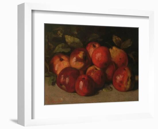 Still Life with Apples and a Pear, 1871 (Oil on Canvas)-Gustave Courbet-Framed Giclee Print