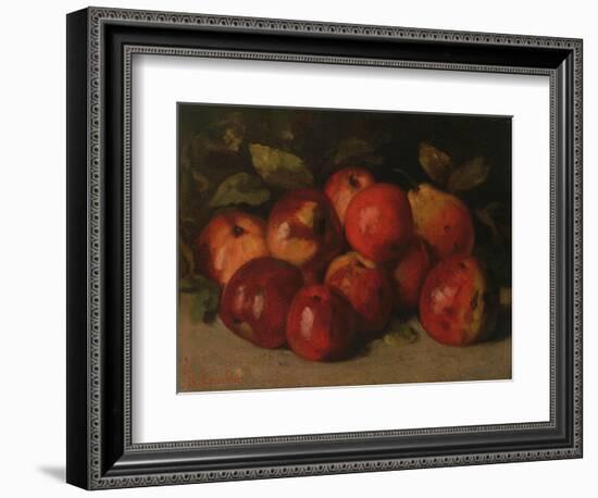 Still Life with Apples and a Pear, 1871 (Oil on Canvas)-Gustave Courbet-Framed Giclee Print