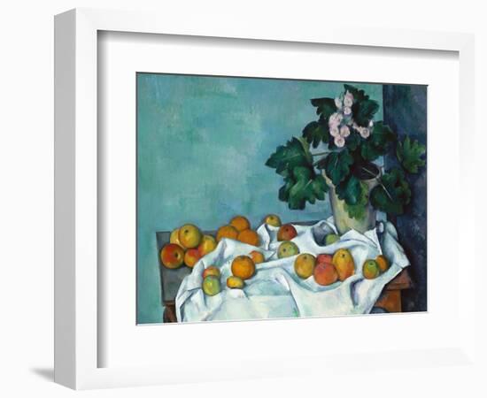 Still Life with Apples and a Pot of Primroses-Paul Cézanne-Framed Premium Giclee Print