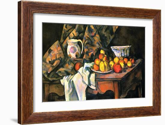 Still Life with Apples and Peaches-Paul Cézanne-Framed Art Print