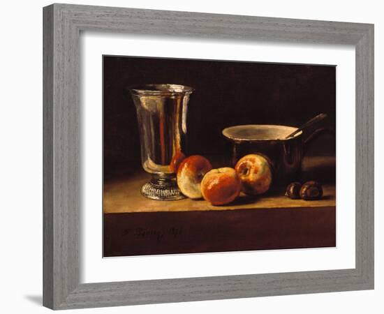 Still Life with Apples and Silver Goblet, 1876 (Oil on Canvas)-Francois Bonvin-Framed Giclee Print