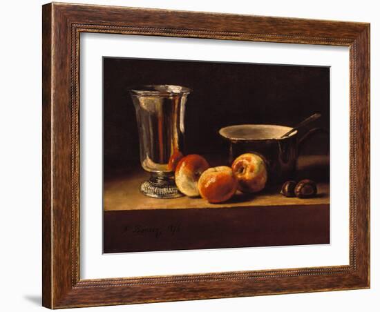 Still Life with Apples and Silver Goblet, 1876 (Oil on Canvas)-Francois Bonvin-Framed Giclee Print