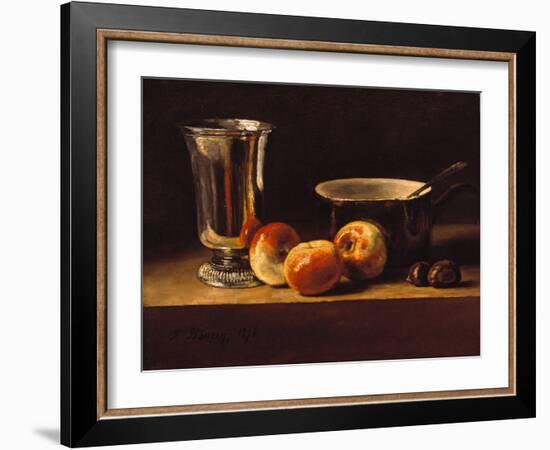 Still Life with Apples and Silver Goblet, 1876 (Oil on Canvas)-Francois Bonvin-Framed Giclee Print