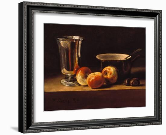 Still Life with Apples and Silver Goblet, 1876 (Oil on Canvas)-Francois Bonvin-Framed Giclee Print