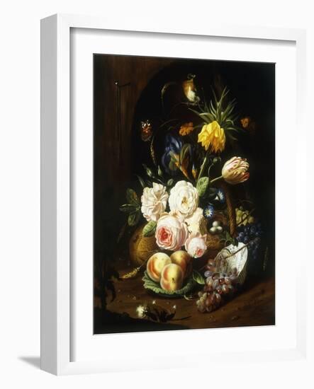 Still Life with Assorted Flowers-Josef Holstayn-Framed Giclee Print