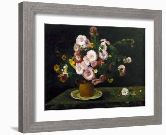 Still Life with Asters, 1859-Gustave Courbet-Framed Giclee Print