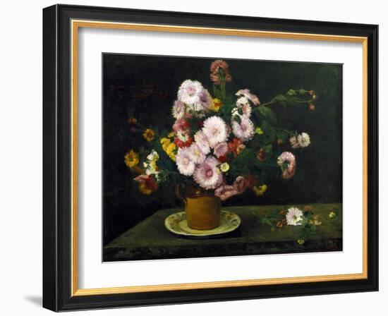 Still Life with Asters, 1859-Gustave Courbet-Framed Giclee Print