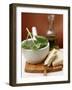 Still Life with Basil in Mortar, Parmesan and Olive Oil-null-Framed Photographic Print