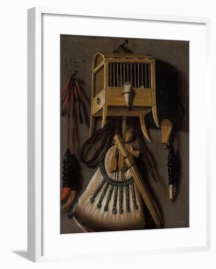 Still Life with Bird Trapping Equipment, 1660-Johannes Leemans-Framed Giclee Print