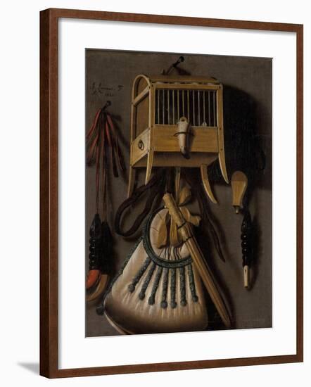 Still Life with Bird Trapping Equipment, 1660-Johannes Leemans-Framed Giclee Print