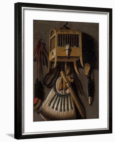 Still Life with Bird Trapping Equipment, 1660-Johannes Leemans-Framed Giclee Print