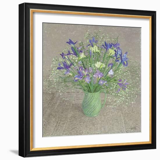 Still Life with Blue and White Freesias, Iris and Michaelmas Daisies-Maurice Sheppard-Framed Giclee Print