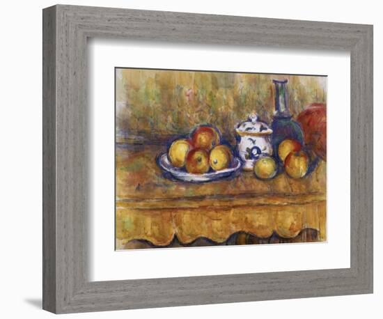Still Life with Blue Bottle and Sugar Bowl-Paul Cézanne-Framed Giclee Print