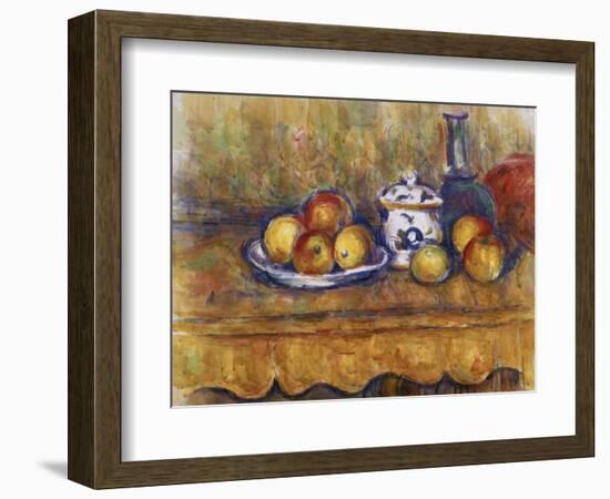 Still Life with Blue Bottle and Sugar Bowl-Paul Cézanne-Framed Giclee Print