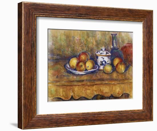 Still Life with Blue Bottle and Sugar Bowl-Paul Cézanne-Framed Giclee Print