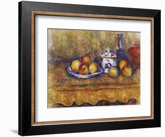 Still Life with Blue Bottle and Sugar Bowl-Paul Cézanne-Framed Giclee Print