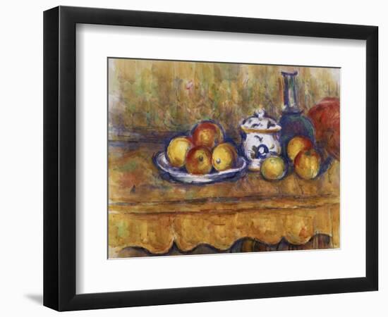 Still Life with Blue Bottle and Sugar Bowl-Paul Cézanne-Framed Giclee Print