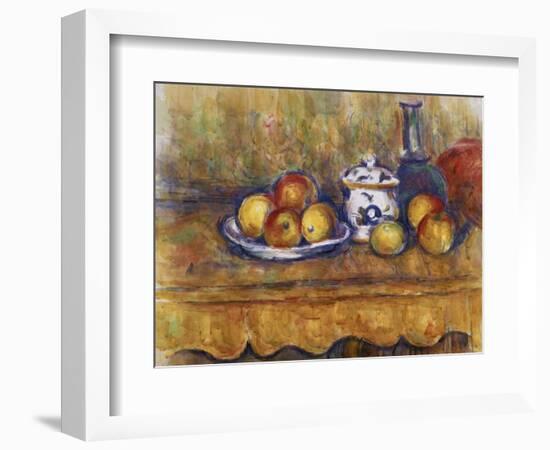 Still Life with Blue Bottle and Sugar Bowl-Paul Cézanne-Framed Giclee Print