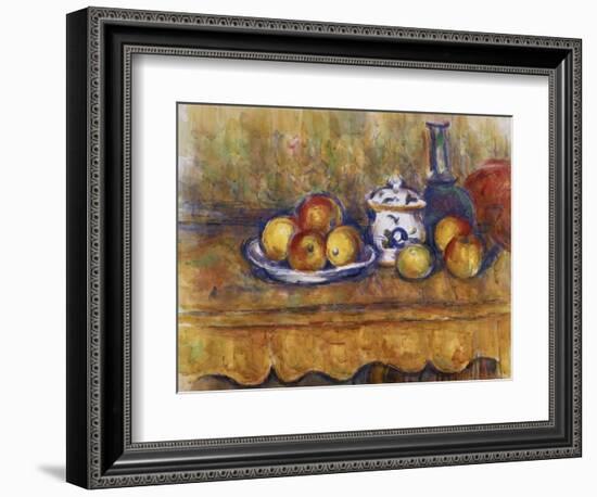 Still Life with Blue Bottle and Sugar Bowl-Paul Cézanne-Framed Giclee Print