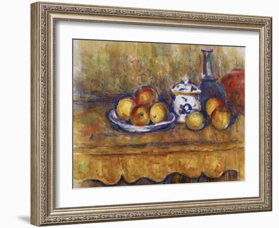 Still Life with Blue Bottle and Sugar Bowl-Paul Cézanne-Framed Giclee Print