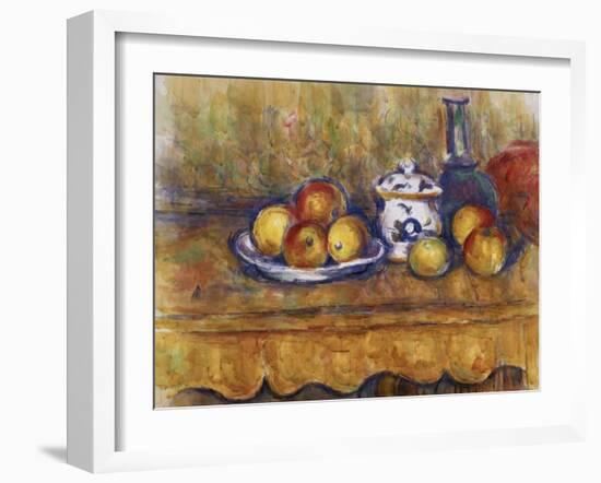 Still Life with Blue Bottle and Sugar Bowl-Paul Cézanne-Framed Giclee Print