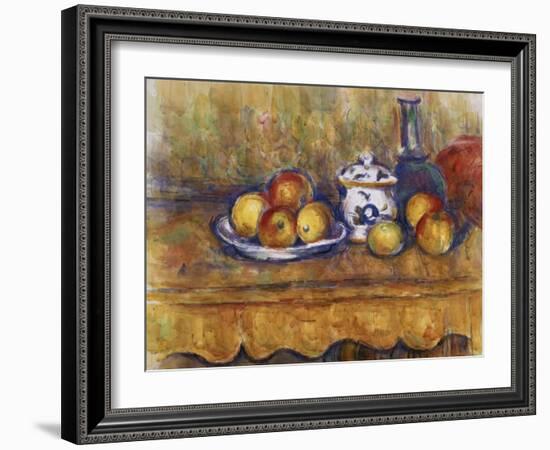 Still Life with Blue Bottle and Sugar Bowl-Paul Cézanne-Framed Giclee Print