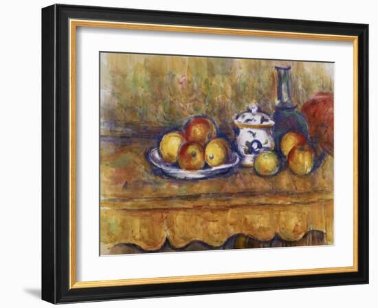 Still Life with Blue Bottle and Sugar Bowl-Paul Cézanne-Framed Giclee Print