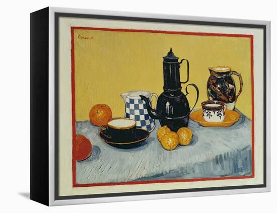 Still Life with Blue Enamel Coffeepot, Earthenware and Fruit, 1888-Vincent van Gogh-Framed Premier Image Canvas