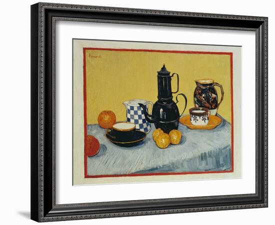 Still Life with Blue Enamel Coffeepot, Earthenware and Fruit, 1888-Vincent van Gogh-Framed Giclee Print