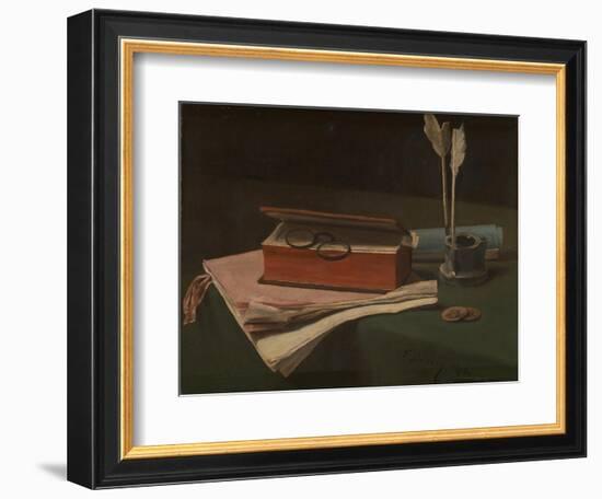 Still Life with Book, Papers and Inkwell, 1876-François Bonvin-Framed Giclee Print