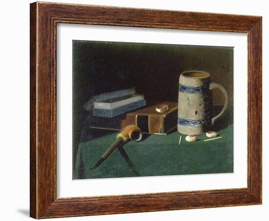 Still life with book, pipe and beer mug-John Prederick Peto-Framed Giclee Print