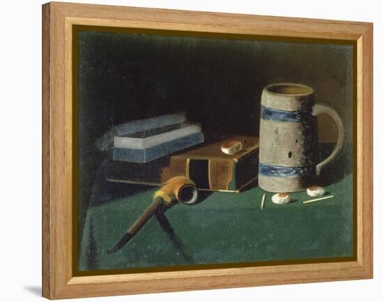 Still life with book, pipe and beer mug-John Prederick Peto-Framed Premier Image Canvas