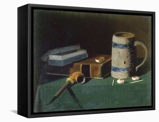 Still life with book, pipe and beer mug-John Prederick Peto-Framed Premier Image Canvas