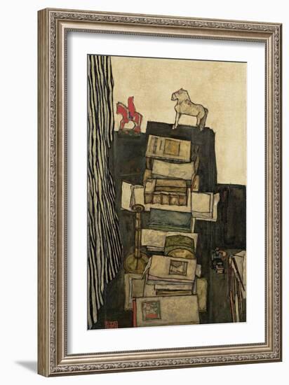 Still Life with Books, 1914-Egon Schiele-Framed Giclee Print