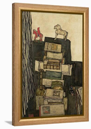 Still Life with Books, 1914-Egon Schiele-Framed Premier Image Canvas