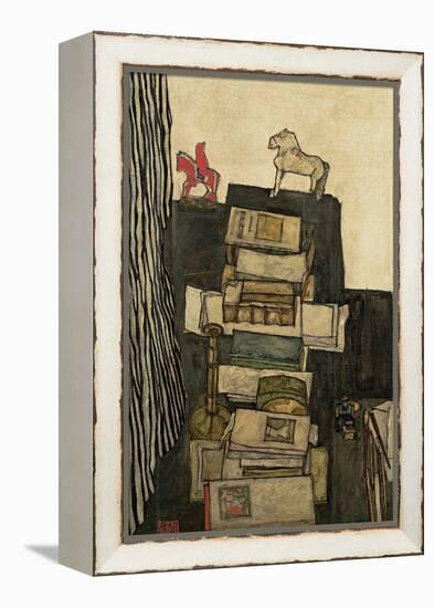 Still Life with Books, 1914-Egon Schiele-Framed Premier Image Canvas