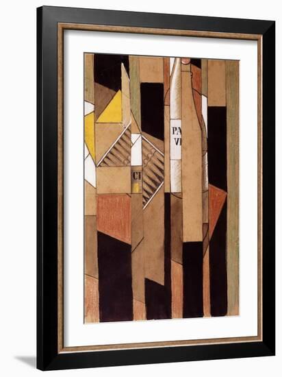 Still-Life with Bottle and Cigars; Nature Morte Avec Bouteille et Cigares, 1912-Juan Gris-Framed Giclee Print