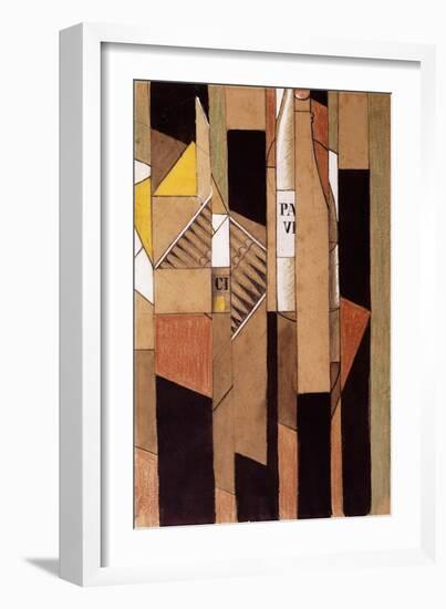 Still-Life with Bottle and Cigars; Nature Morte Avec Bouteille et Cigares, 1912-Juan Gris-Framed Giclee Print