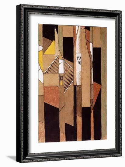 Still-Life with Bottle and Cigars; Nature Morte Avec Bouteille et Cigares, 1912-Juan Gris-Framed Premium Giclee Print