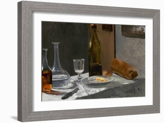 Still Life with Bottle, Carafe, Bread and Wine, C. 1862-63 (Oil on Canvas)-Claude Monet-Framed Giclee Print