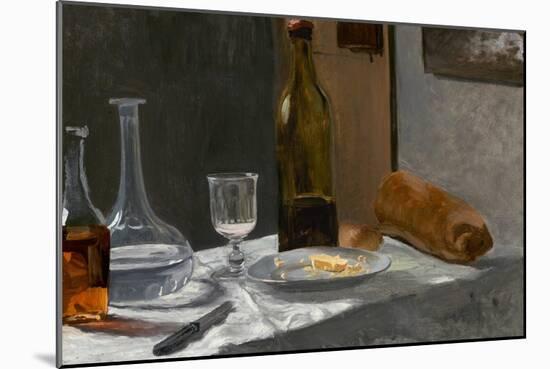 Still Life with Bottle, Carafe, Bread and Wine, C. 1862-63 (Oil on Canvas)-Claude Monet-Mounted Giclee Print