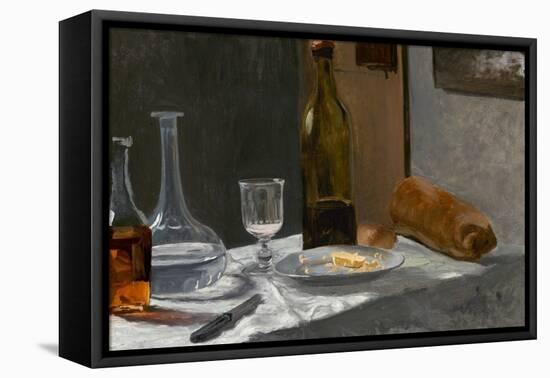 Still Life with Bottle, Carafe, Bread and Wine, C. 1862-63 (Oil on Canvas)-Claude Monet-Framed Premier Image Canvas