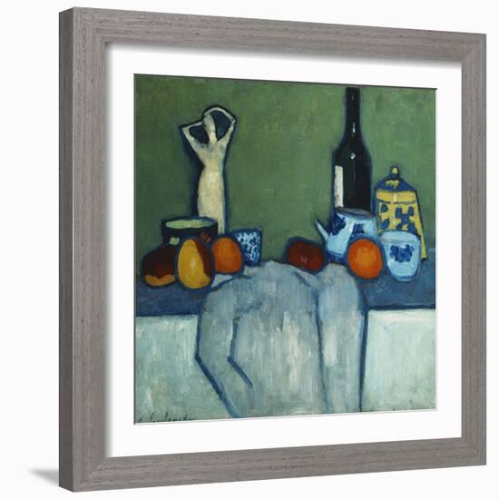 Still Life with Bottle, Fruit and Figure-Alexej Von Jawlensky-Framed Giclee Print