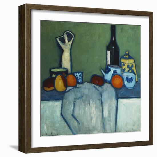 Still Life with Bottle, Fruit and Figure-Alexej Von Jawlensky-Framed Giclee Print