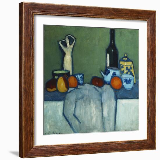 Still Life with Bottle, Fruit and Figure-Alexej Von Jawlensky-Framed Giclee Print