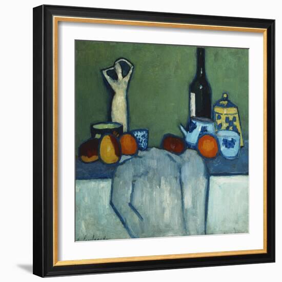 Still Life with Bottle, Fruit and Figure-Alexej Von Jawlensky-Framed Giclee Print