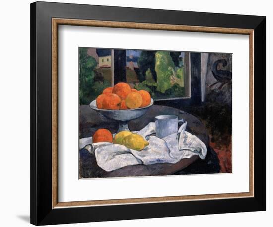 Still Life with Bowl of Fruit and Lemons, C.1889-90 (Oil on Canvas)-Paul Gauguin-Framed Giclee Print
