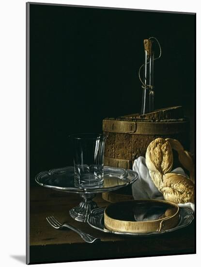 Still Life with Box of Jellied Fruit, Bread, Silver Salver, Glass, and Wine Cooler, 1770-Luis Egidio Meléndez-Mounted Giclee Print