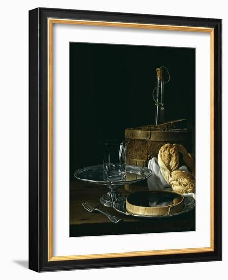 Still Life with Box of Jellied Fruit, Bread, Silver Salver, Glass, and Wine Cooler, 1770-Luis Egidio Meléndez-Framed Giclee Print