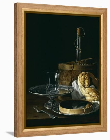 Still Life with Box of Jellied Fruit, Bread, Silver Salver, Glass, and Wine Cooler, 1770-Luis Egidio Meléndez-Framed Premier Image Canvas